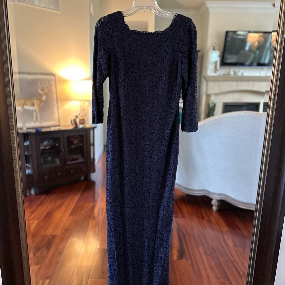 Beautiful navy lace formal gown bridesmaid/Mother of the Bride dress